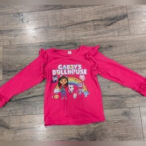 Gabby's Dollhouse 5T Dark Pink Long Sleeve Ruffle Top Shirt Girls